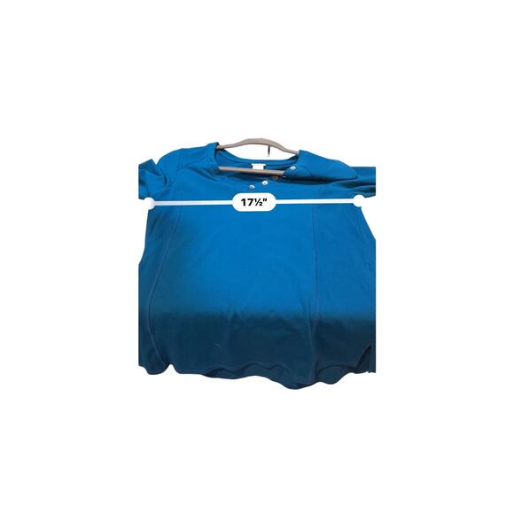 Chico’s Zenergy Teal Button Detail Ribbed V-Neck Trim Knit Tunic Top Size 0 (4/6 - Picture 3 of 8